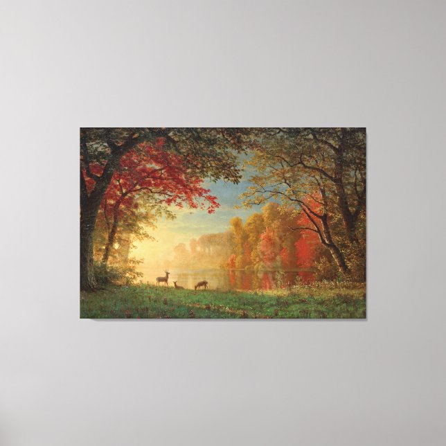 Bierstadt Sunset Deer Lake Painting Leinwanddruck (Vorderseite)