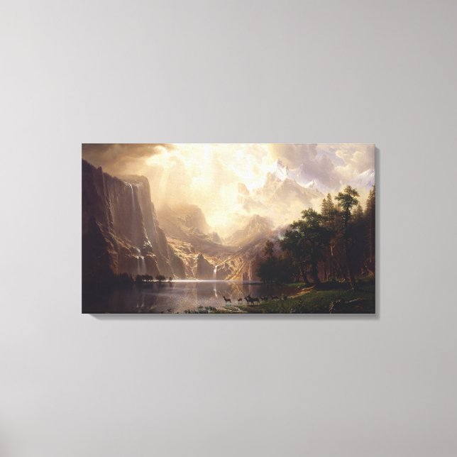 Bierstadt Unter den Bergen der Sierra Nevada Leinwanddruck (Vorderseite)