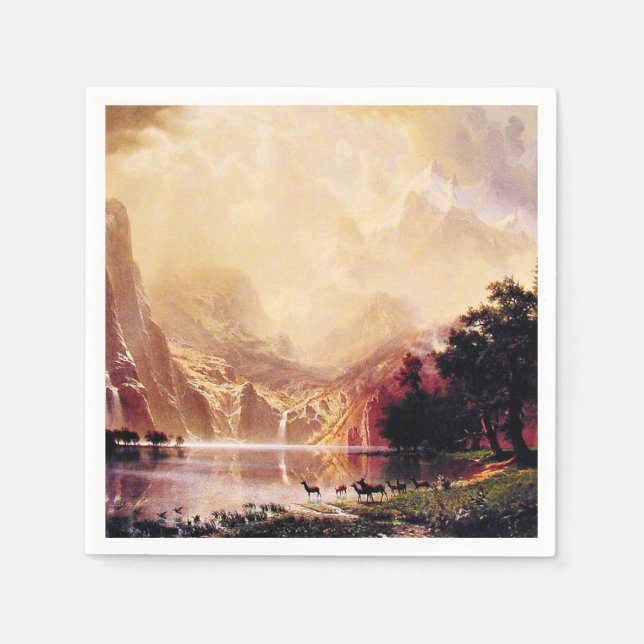 Bierstadt - Unter den Bergen der Sierra Nevada Serviette (Vorderseite)