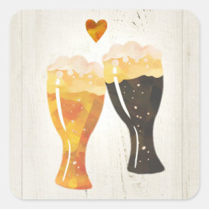 Biertoastaufkleber Quadratischer Aufkleber