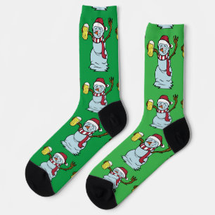 Biertrinkender betrunkener Schneemann Thunder_Cove Socken