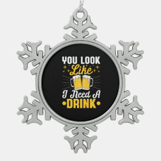 Biertrinker Ich brauche ein Biertrinken Bier Gebur Schneeflocken Zinn-Ornament