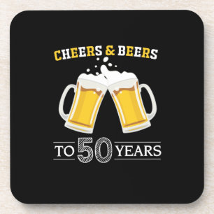 Biertrinker prostet und Biere zum 50. Geburtstag Getränkeuntersetzer