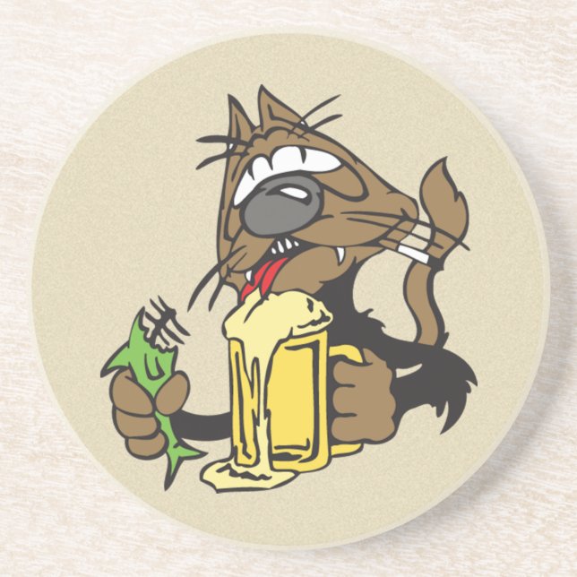 Biertrinkkatze Untersetzer (Vorne)
