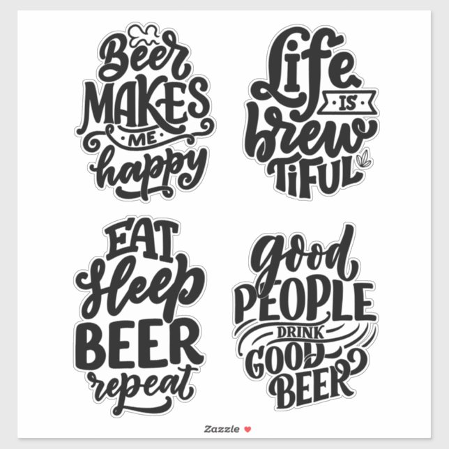 Biertypografie-Aufkleber Aufkleber (Blatt)