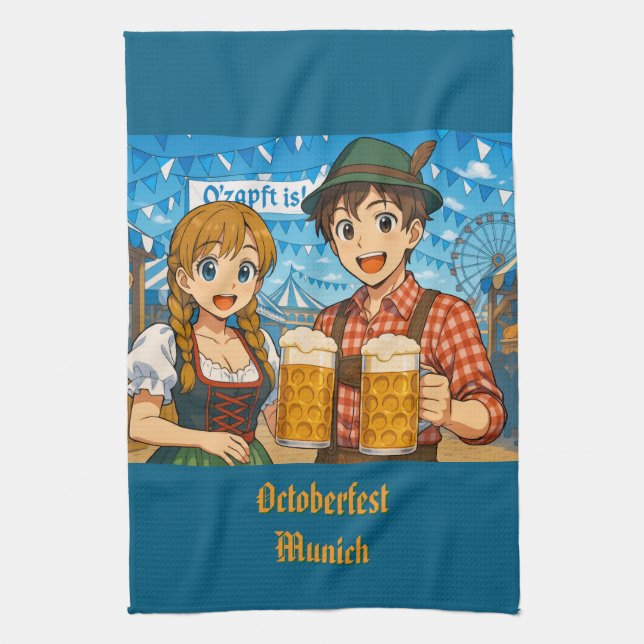 Bierverkostung beim Oktoberfest in München Geschirrtuch (Vertikal)