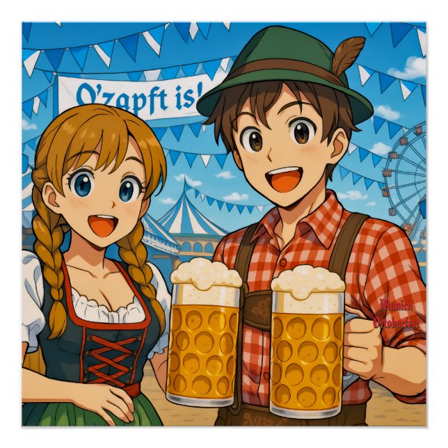 Bierverkostung beim Oktoberfest in München Poster (Vorderseite)