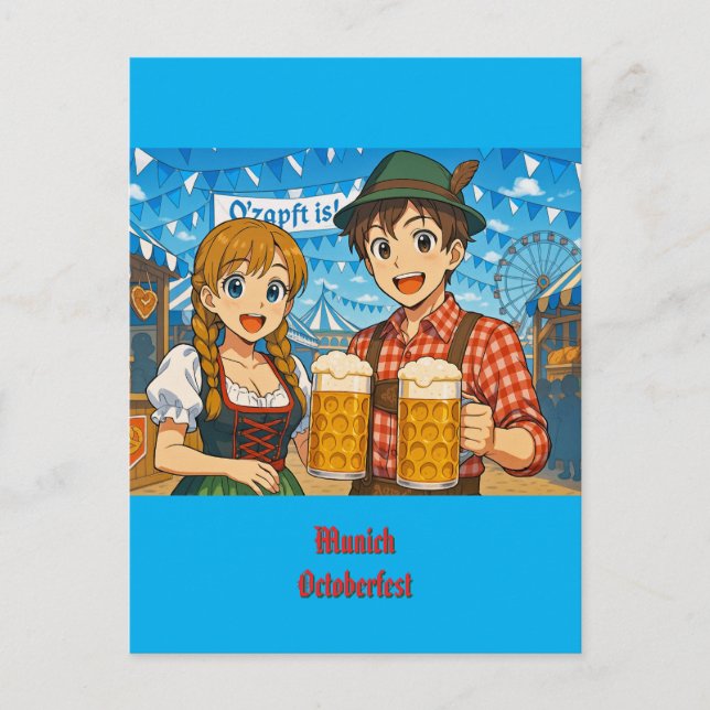 Bierverkostung beim Oktoberfest in München Postkarte (Vorderseite)