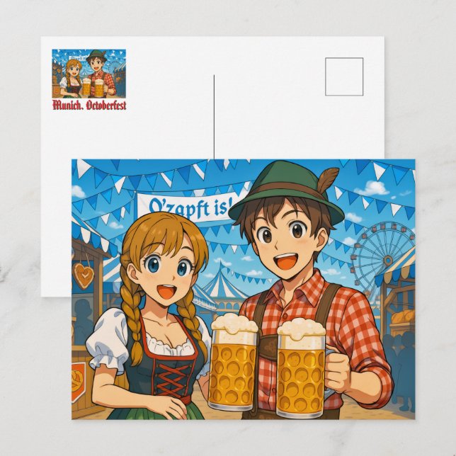 Bierverkostung während des Oktoberfests in München Postkarte (Vorne/Hinten)