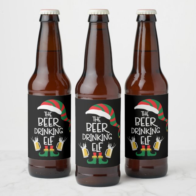 Bierweihnachtself Funny Typografy Holiday Bierflaschenetikett (Flaschen)