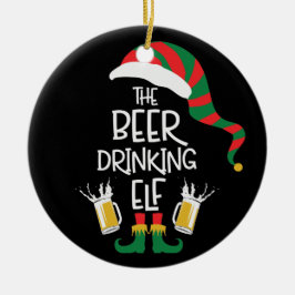 Bierweihnachtself Funny Typografy Holiday Keramik Ornament