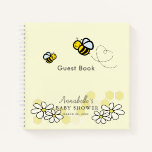 Bies & Daisies White Baby Shower Gästebuch Notizbuch