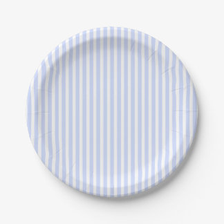 Bieter Baby Blue Pale Sky Blue und White Strip Pappteller