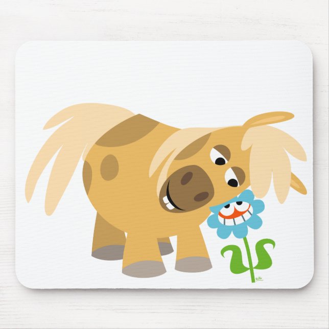 Bieter Cartoon Pony und Blume Mousepad (Vorne)