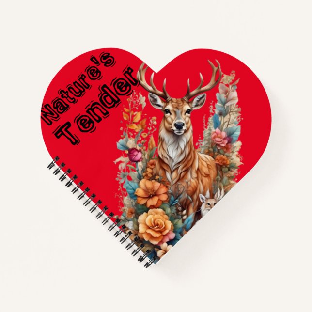 Bieter der Natur: verzauberter Wald, Hirsch und Fa Notizbuch (Vorderseite)