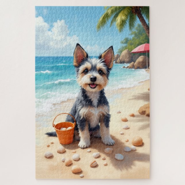 Biewer Terrier Beach Shell Scene (Vertikal)