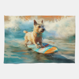 Biewer Terrier Beach Surfmalerei Geschirrtuch