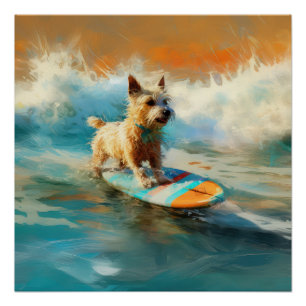 Biewer Terrier Beach Surfmalerei Poster