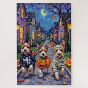 Biewer Terrier beim Trick-or-Treat Halloween-Kostü