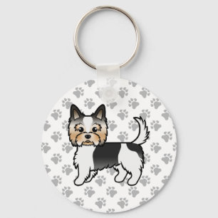 Biewer Terrier / Biewer Yorkie Cartoon-Hund & Pfot Schlüsselanhänger