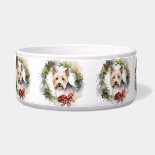Biewer Terrier Christmas Wreath Festive Pup Napf