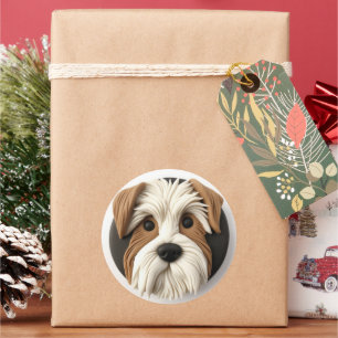 Biewer Terrier Dog 3D Inspiriert Runder Aufkleber
