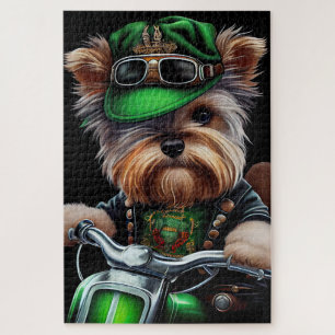 Biewer Terrier Dog Autofahrrad St. Patrick's Day