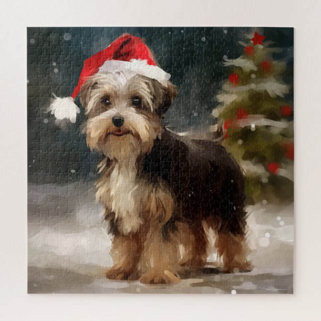 Biewer Terrier Dog in Schneehocht (Vertikal)