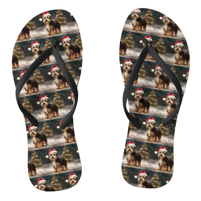 Biewer Terrier Dog in Schneehocht Flip Flops (Fußbett)