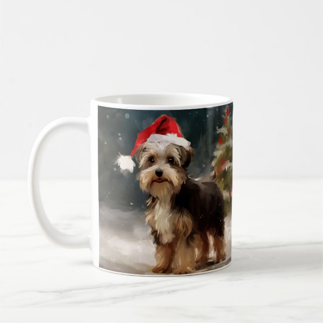 Biewer Terrier Dog in Schneehocht Kaffeetasse (Links)