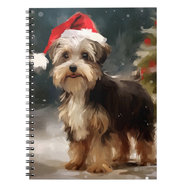 Biewer Terrier Dog in Schneehocht Notizblock (Vorderseite)