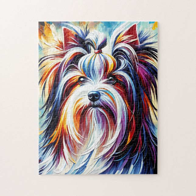Biewer Terrier Dog Portrait Akrylkkunstdruckhund (Vertikal)