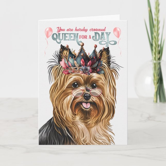Biewer Terrier Dog Queen für Day Funny Birthday Karte (Vorderseite)