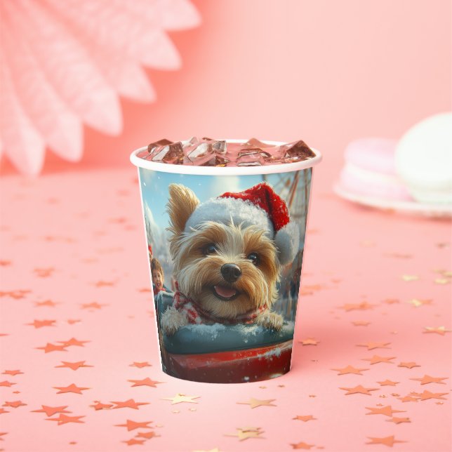Biewer Terrier Dog Roller Untersetzer Weihnachten Pappbecher (Insitu)