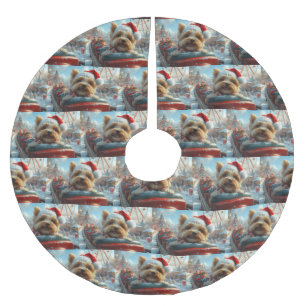 Biewer Terrier Dog Roller Untersetzer Weihnachten Polyester Weihnachtsbaumdecke