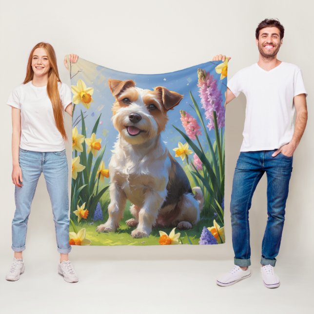 Biewer Terrier Dog Spring Blumen Malerei Fleecedecke (Beispiel)