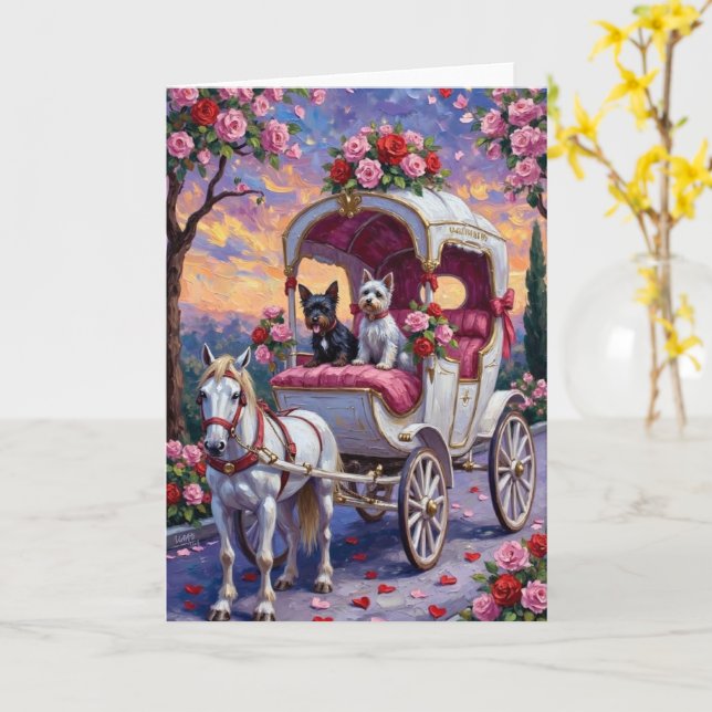 Biewer Terrier Dog Valentine's Day Karte (Gelbe Blume)