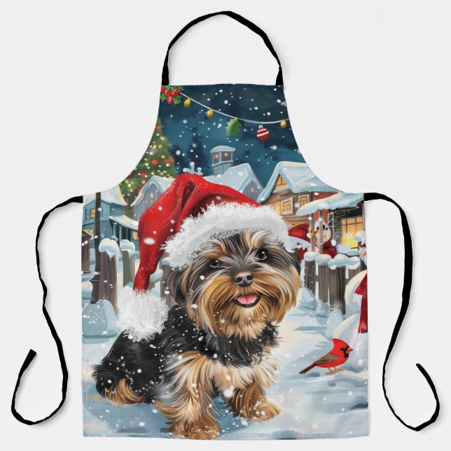 Biewer Terrier Dog Winter Wonderland Christmas Joy Schürze (Vorderseite)