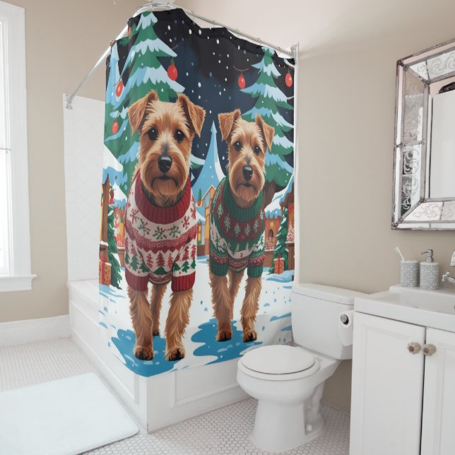 Biewer Terrier Dogs Christmas Snow Holiday Duschvorhang (Beispiel)