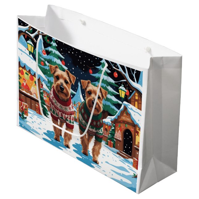 Biewer Terrier Dogs Christmas Snow Holiday Große Geschenktüte (Vorderseite Schrägansicht)