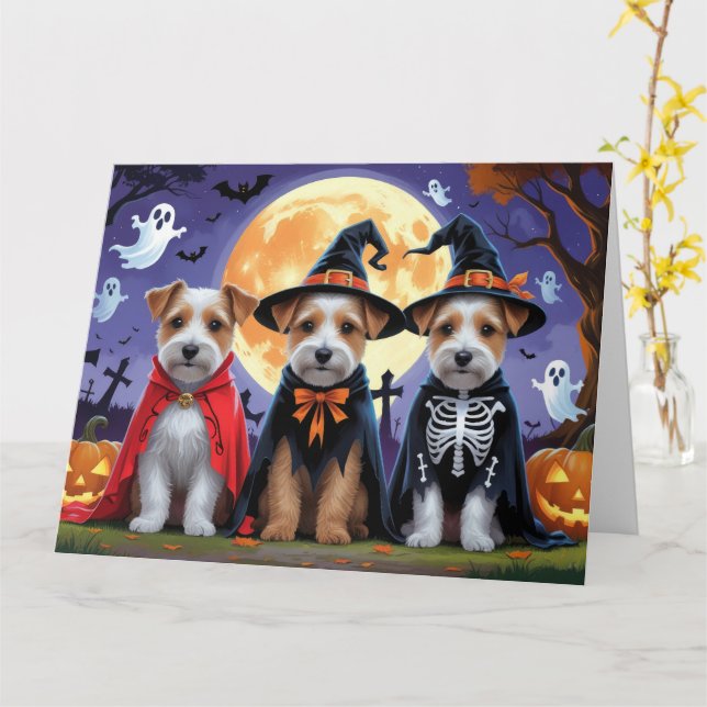 Biewer Terrier Dogs Pumpkin Halloween Funny Karte (Gelbe Blume)