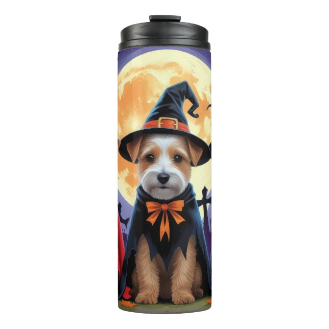 Biewer Terrier Dogs Pumpkin Halloween Funny Thermosbecher (Vorderseite)