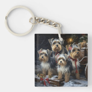 Biewer Terrier enneigé traîneau Noël décoration