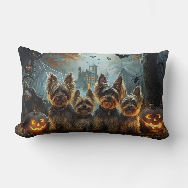 Biewer Terrier Halloween Night Doggy Delight Lendenkissen (Vorderseite)