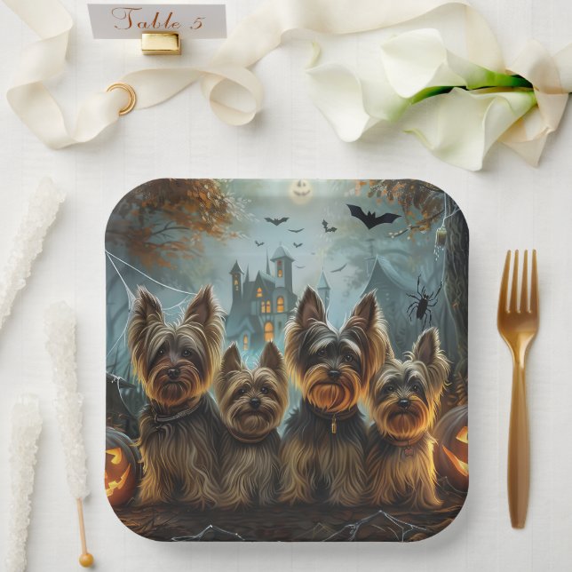 Biewer Terrier Halloween Night Doggy Delight Pappteller (Hochzeit)
