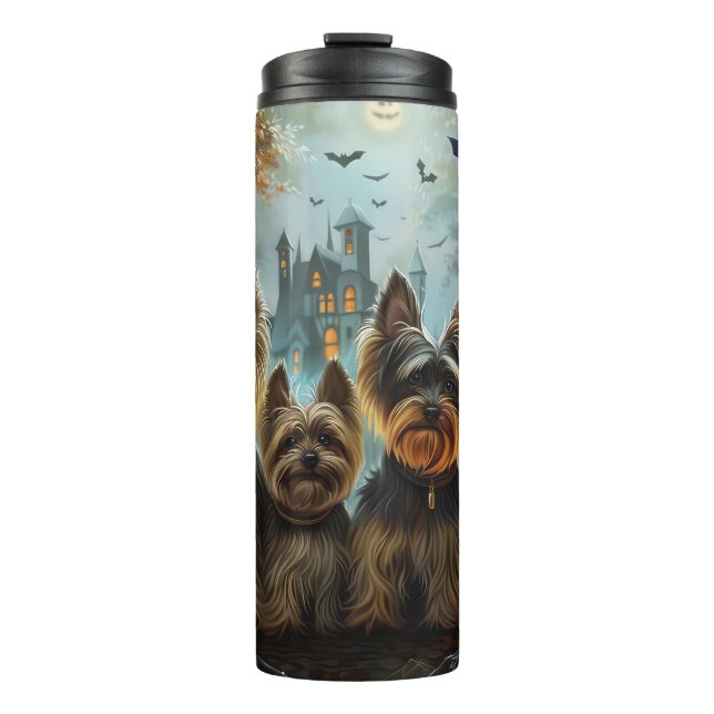 Biewer Terrier Halloween Night Doggy Delight Thermosbecher (Vorderseite)