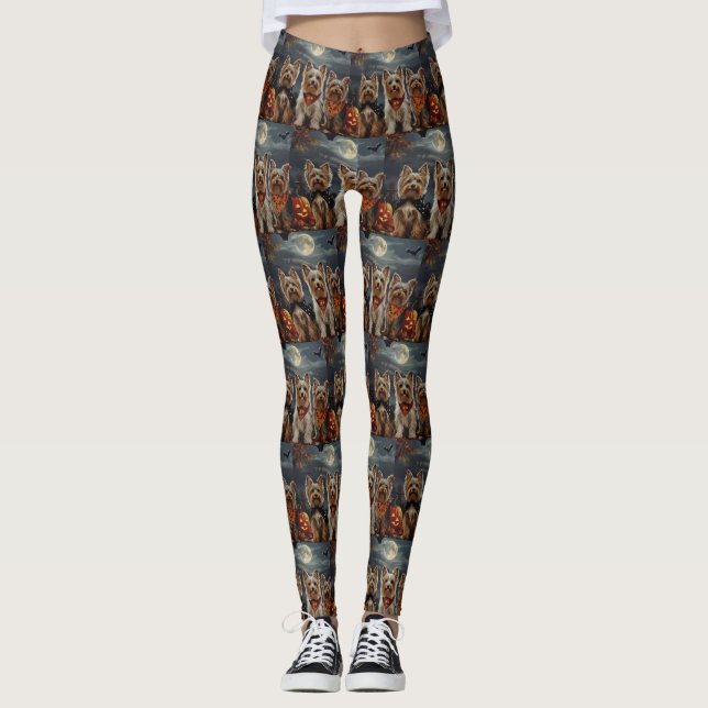 Biewer Terrier Halloween Spooky Leggings (Vorderseite)