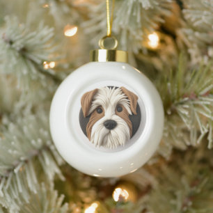 Biewer Terrier Hund 3D Inspiriert Keramik Kugel-Ornament