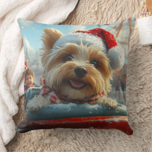 Biewer Terrier Hund Achterbahn Weihnachten  Kissen