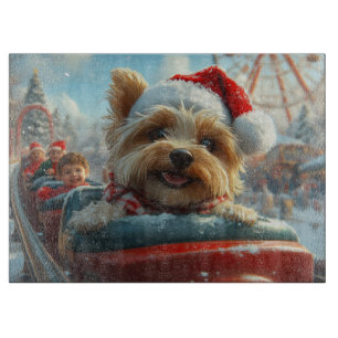 Biewer Terrier Hund Achterbahn Weihnachten  Schneidebrett